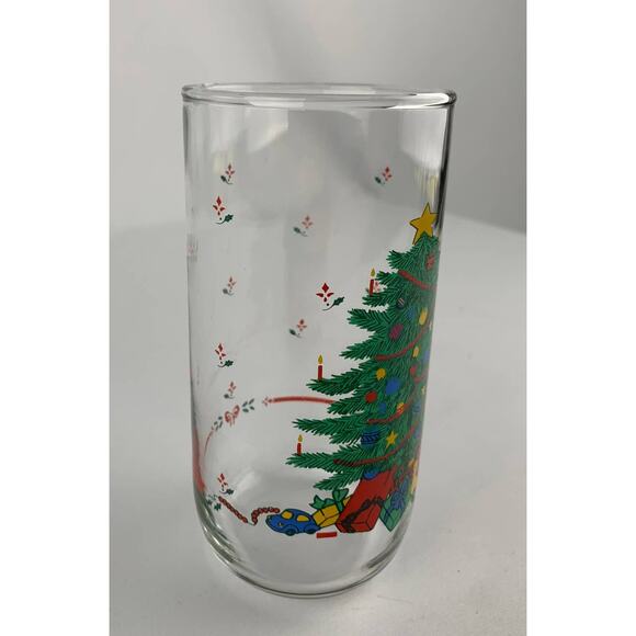 Vintage Christmas Tree Holiday Drinking Tumbler Glass 12 Oz Set Of 8 - Picture 4 of 6